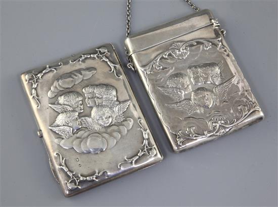 Two Victorian silver card cases,